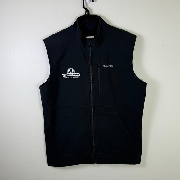 Simms Vest Mens L Black Softshell Fleece Lined Full Zip Outdoor Fishing Gear - Picture 1 of 7
